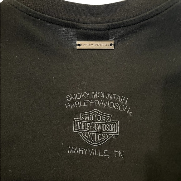 Harley Davidson Ladies Black Long Sleeve Pull-over Crew Neck Quarter Button S/Lg - Picture 7 of 9